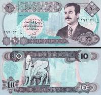 *10 Dinárov Irak 1992, Husajn P81 UNC - Kliknutím na obrázok zatvorte -